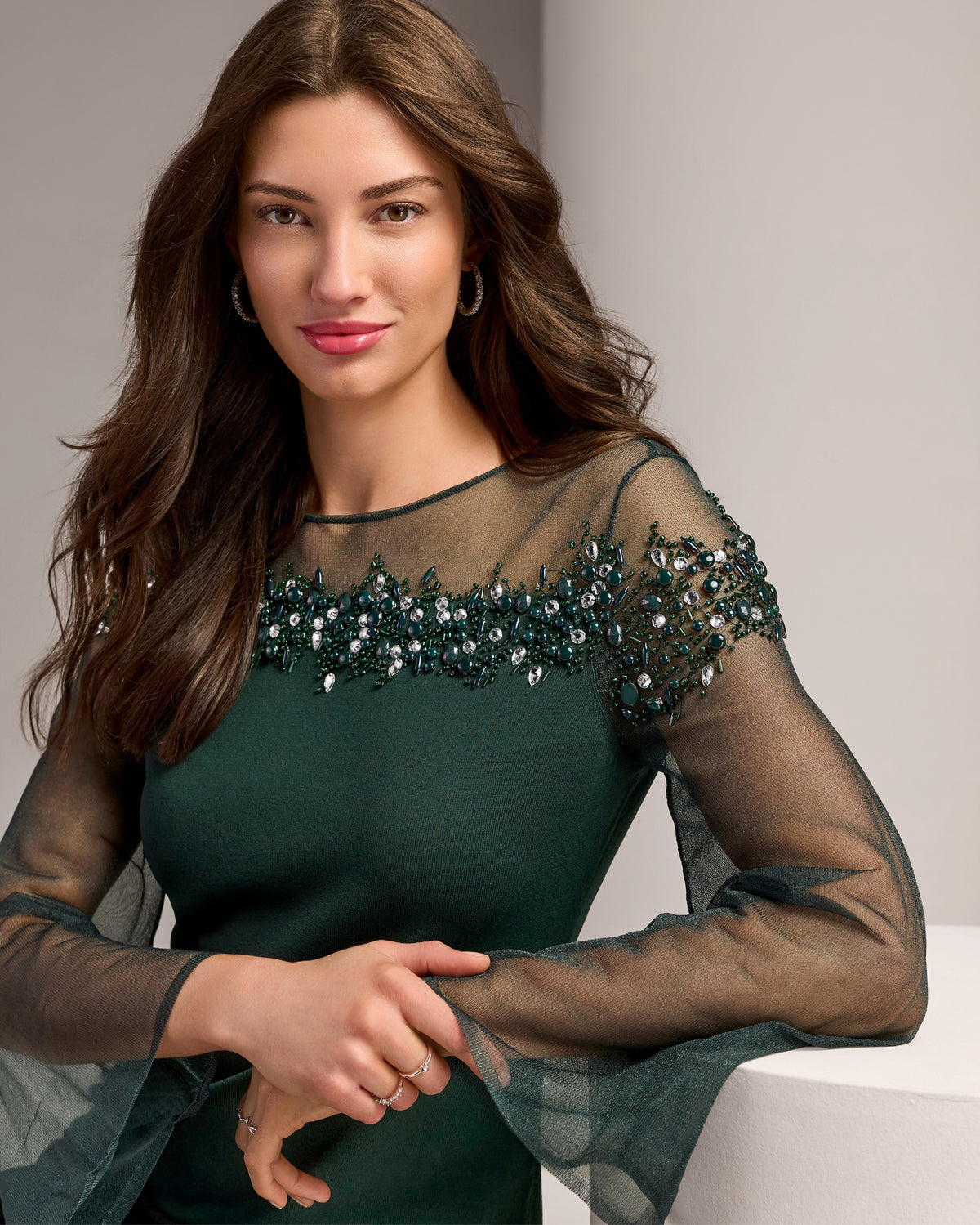 Embellished Trim Illusion Sweater Hunt Club