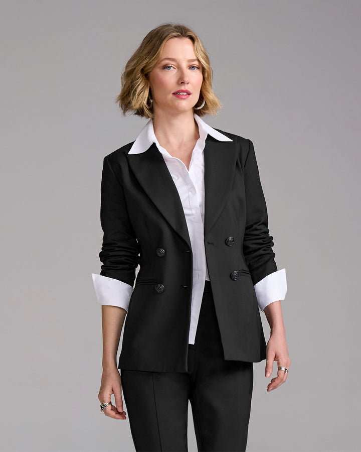 Chic Modern Double Breasted Blazer Black