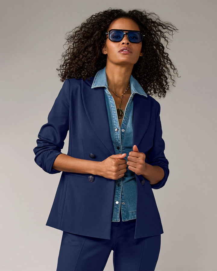 Chic Modern Double Breasted Blazer Navy