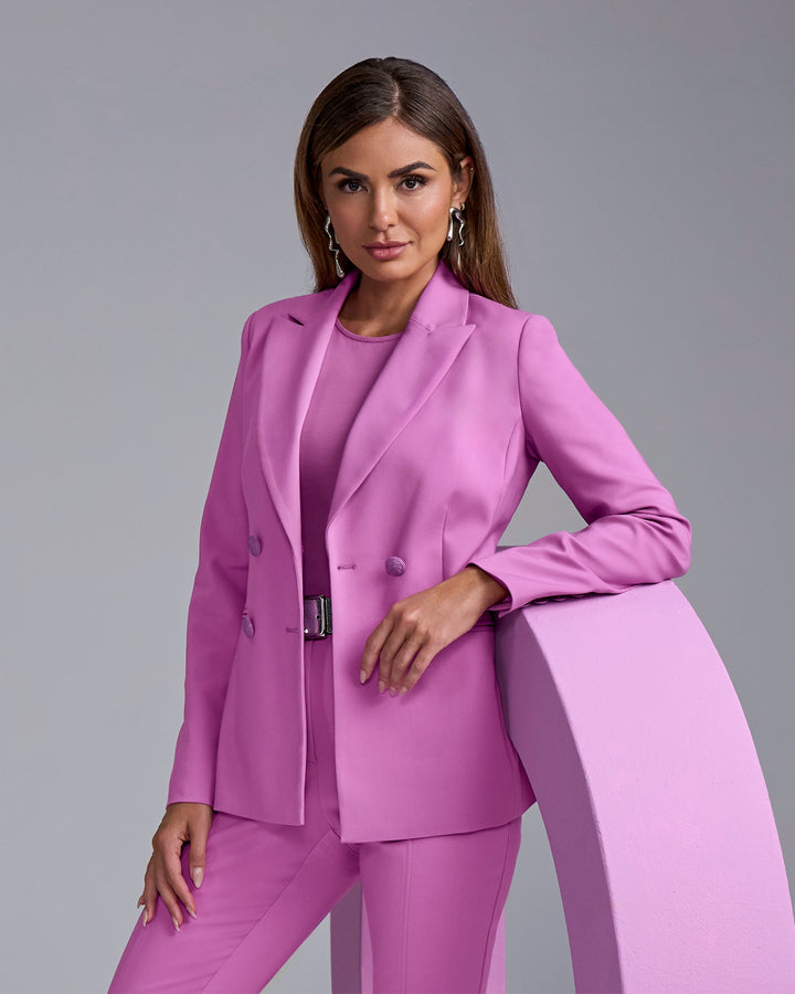 Chic Modern Double Breasted Blazer Radiant Orchid