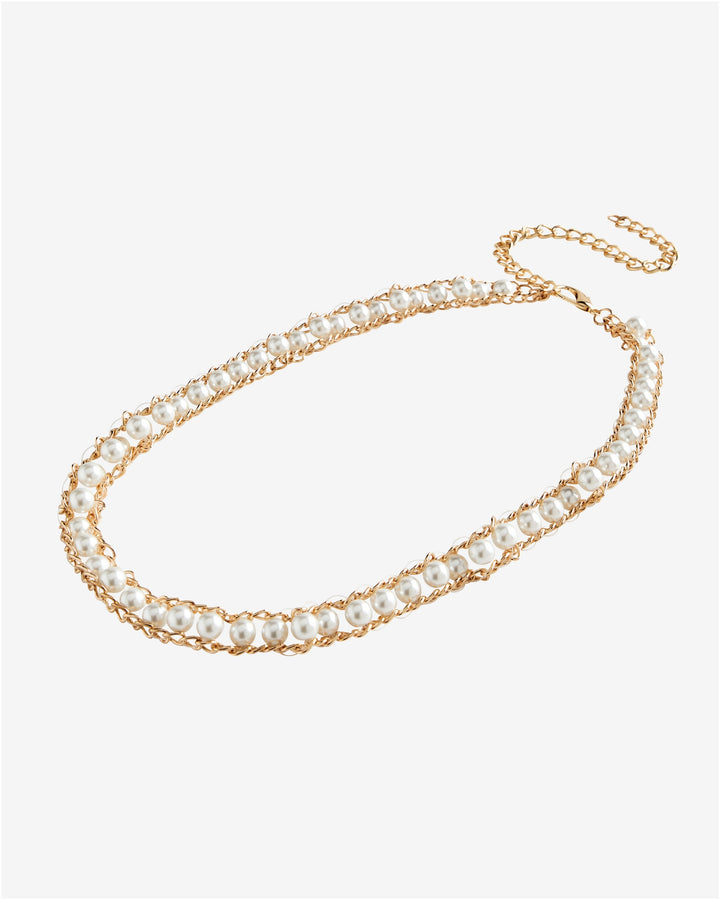 Pearl Chain Belt White/Gold