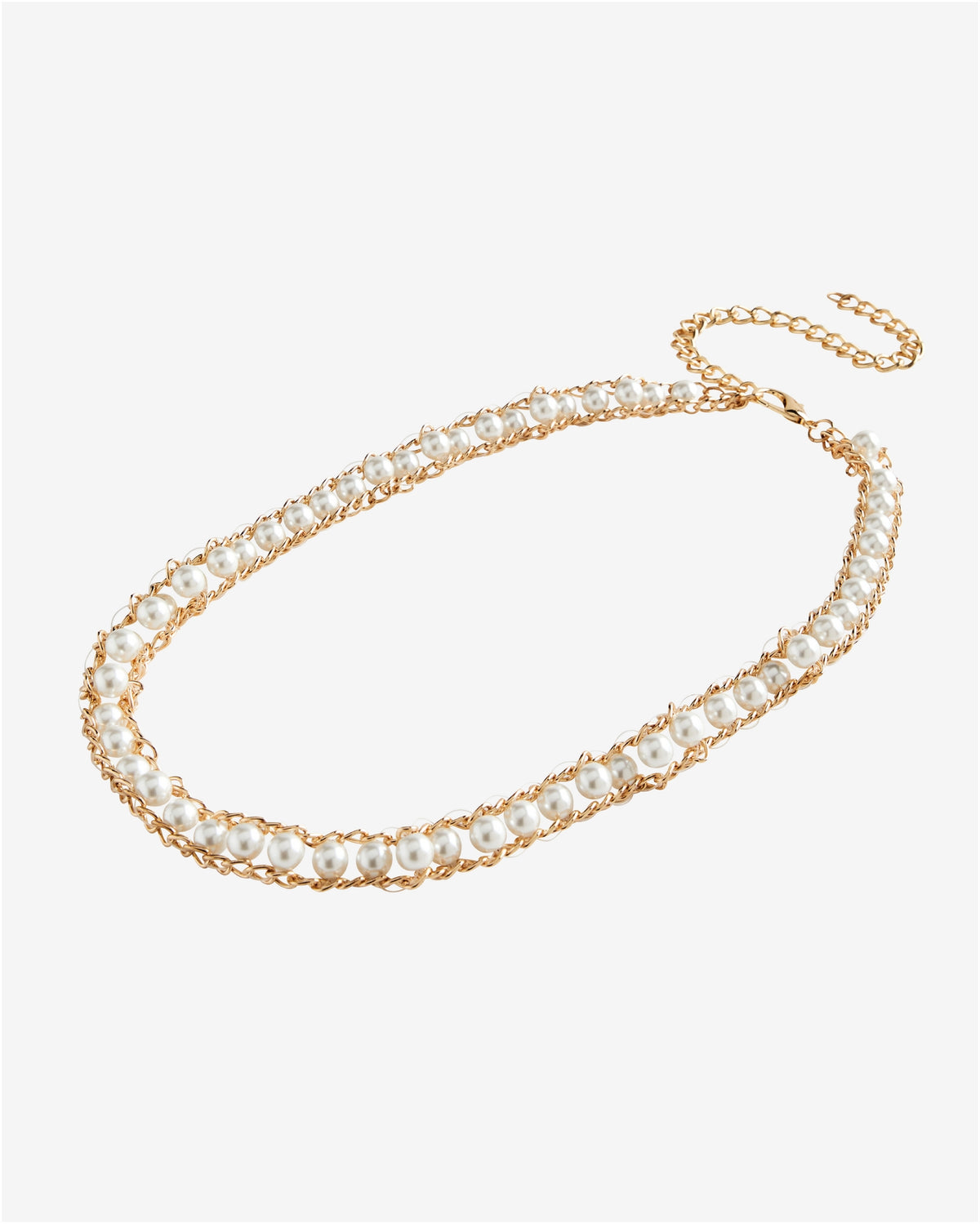 Pearl Chain Belt White/Gold