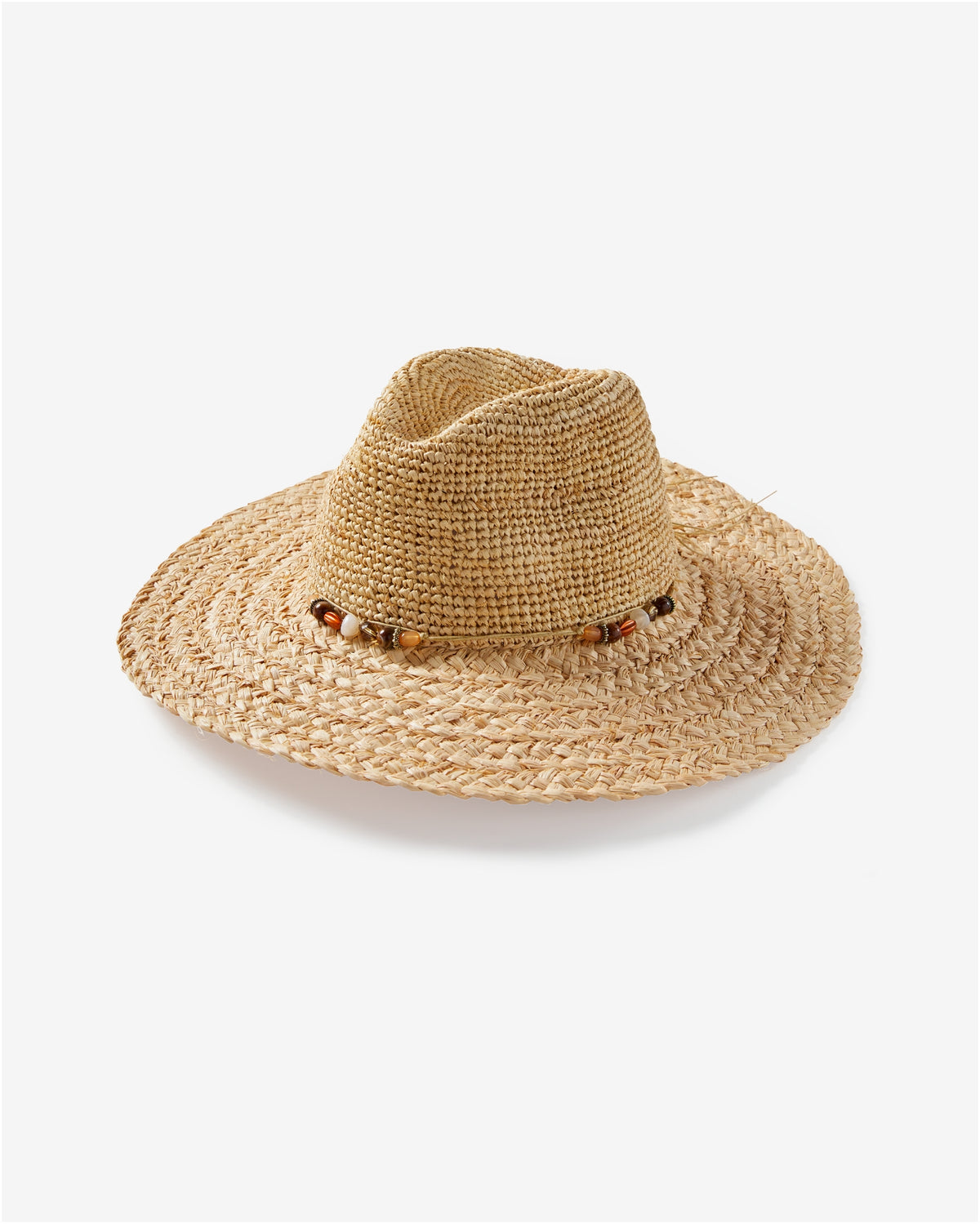 Raffia Hat with Beads Natural