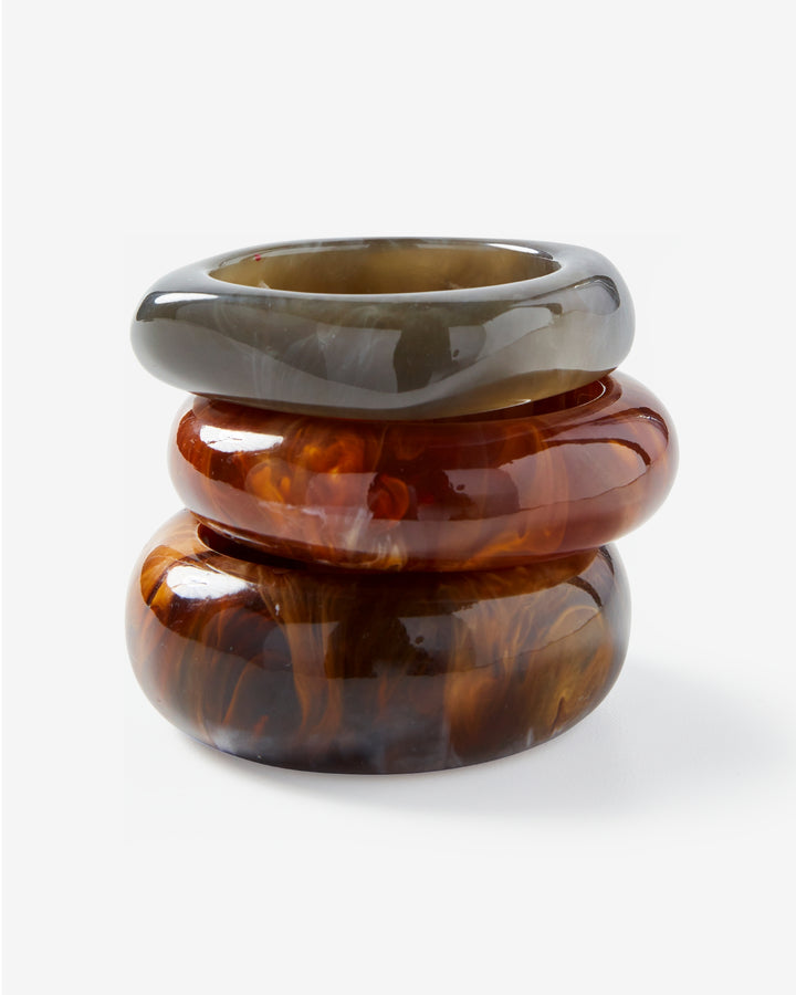 Resin Bangle Set Brown Multi