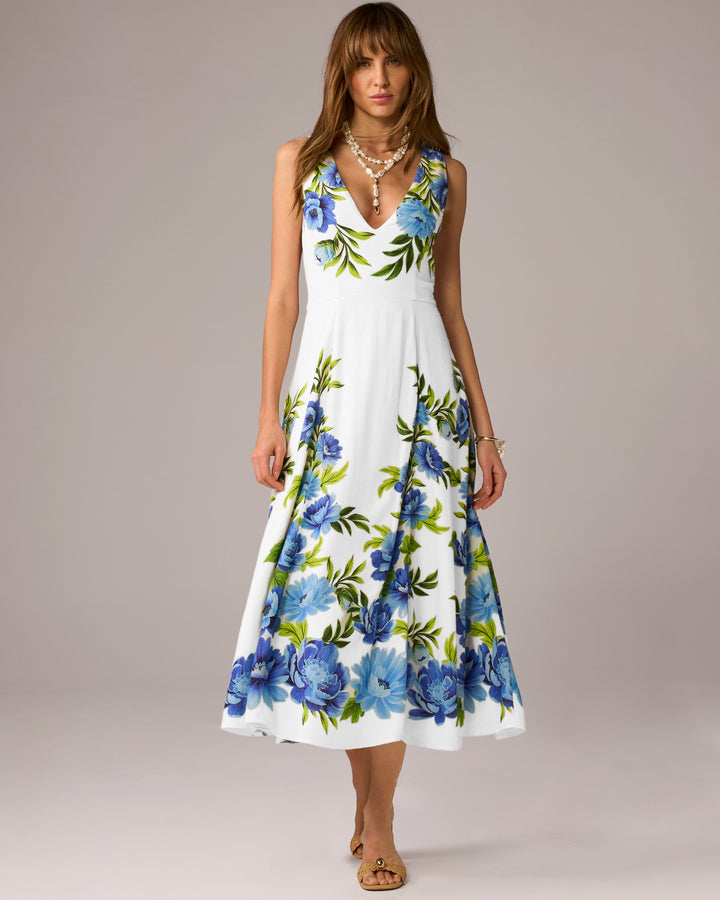 Printed V Neck Dress Florence Blooms