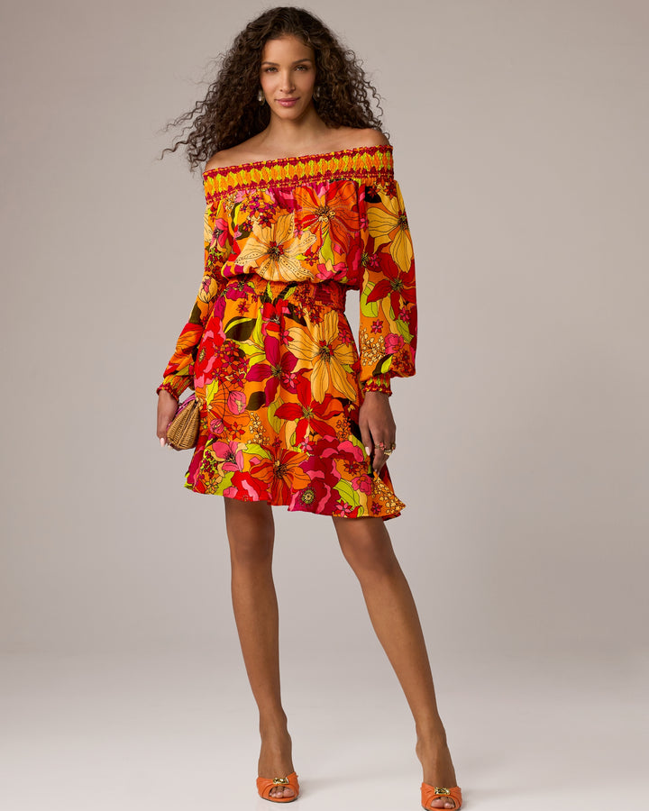 Off The Shoulder Printed Peasant Dress Paradiso is Calling