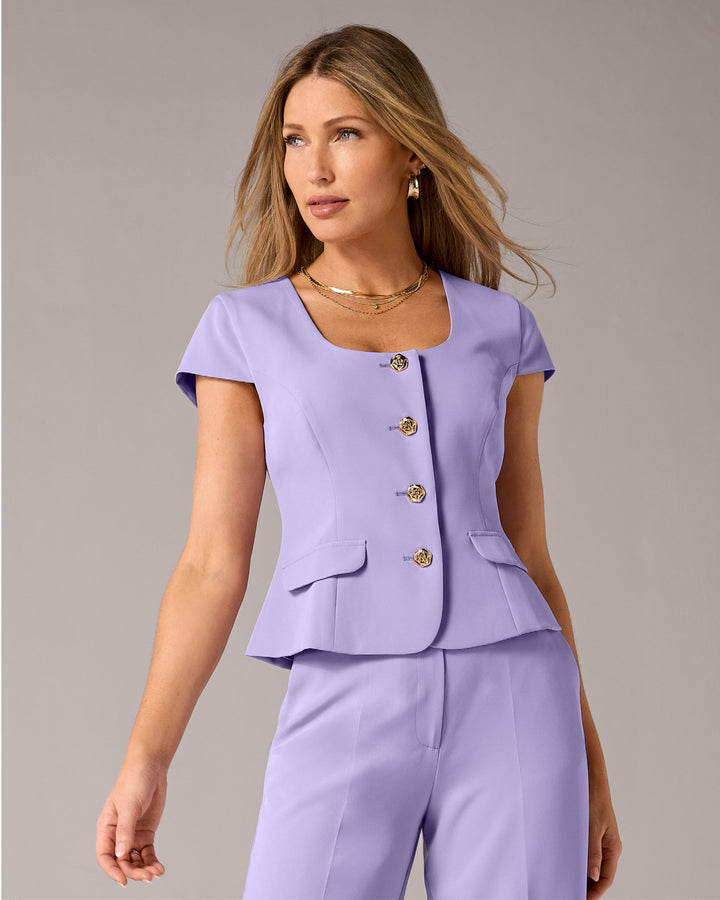 Crepe Cap Sleeve Blazer Lavender Ice
