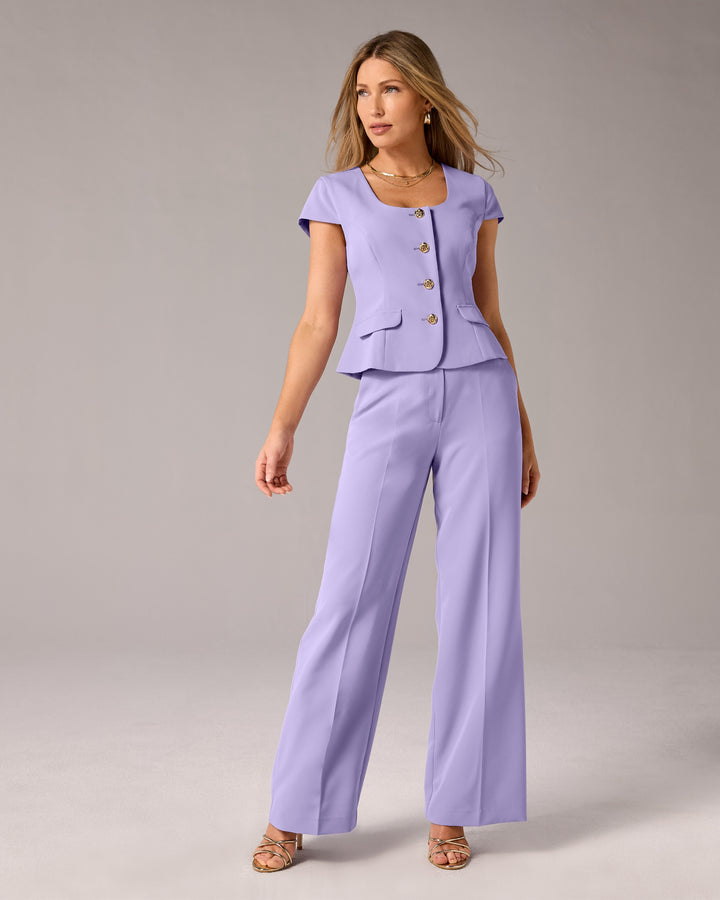 Wide Leg Suit Pant Lavender Ice