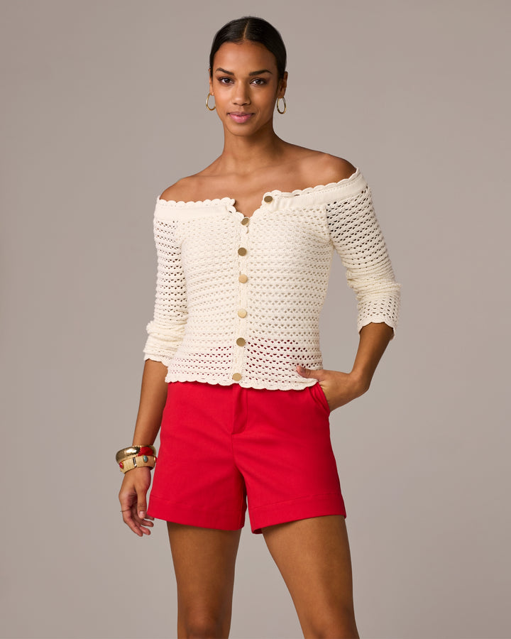 Relaxed Twill Short Tomato Red