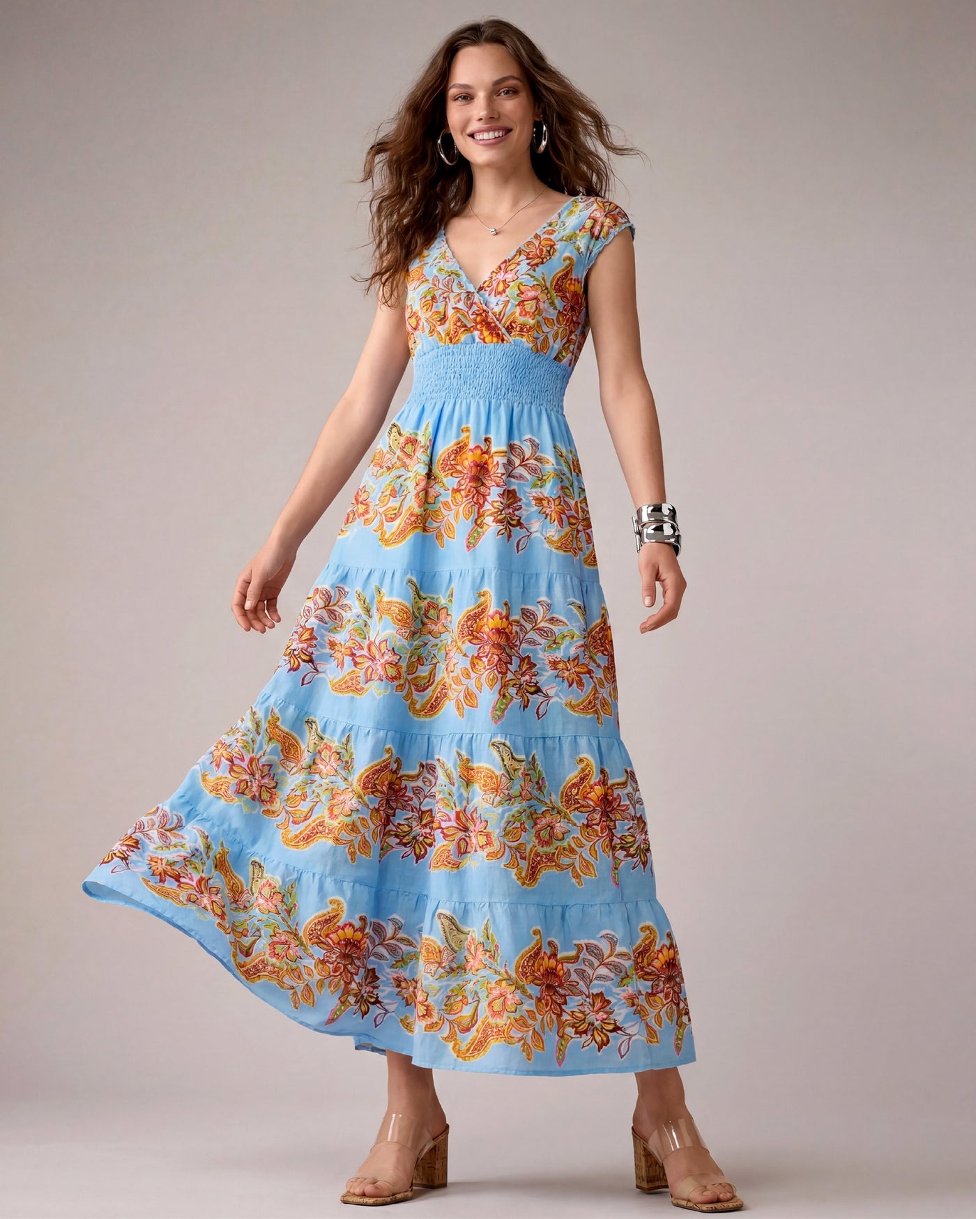 Peasant Maxi Dress Americana Paisley