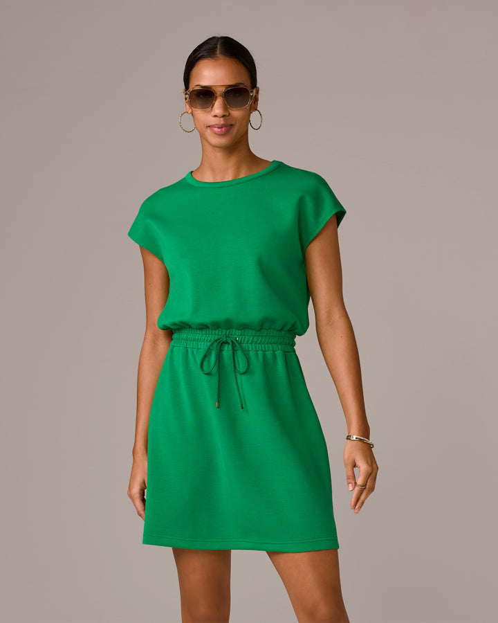Luxe Lounge Drop Shoulder Blouson Dress Monaco Green