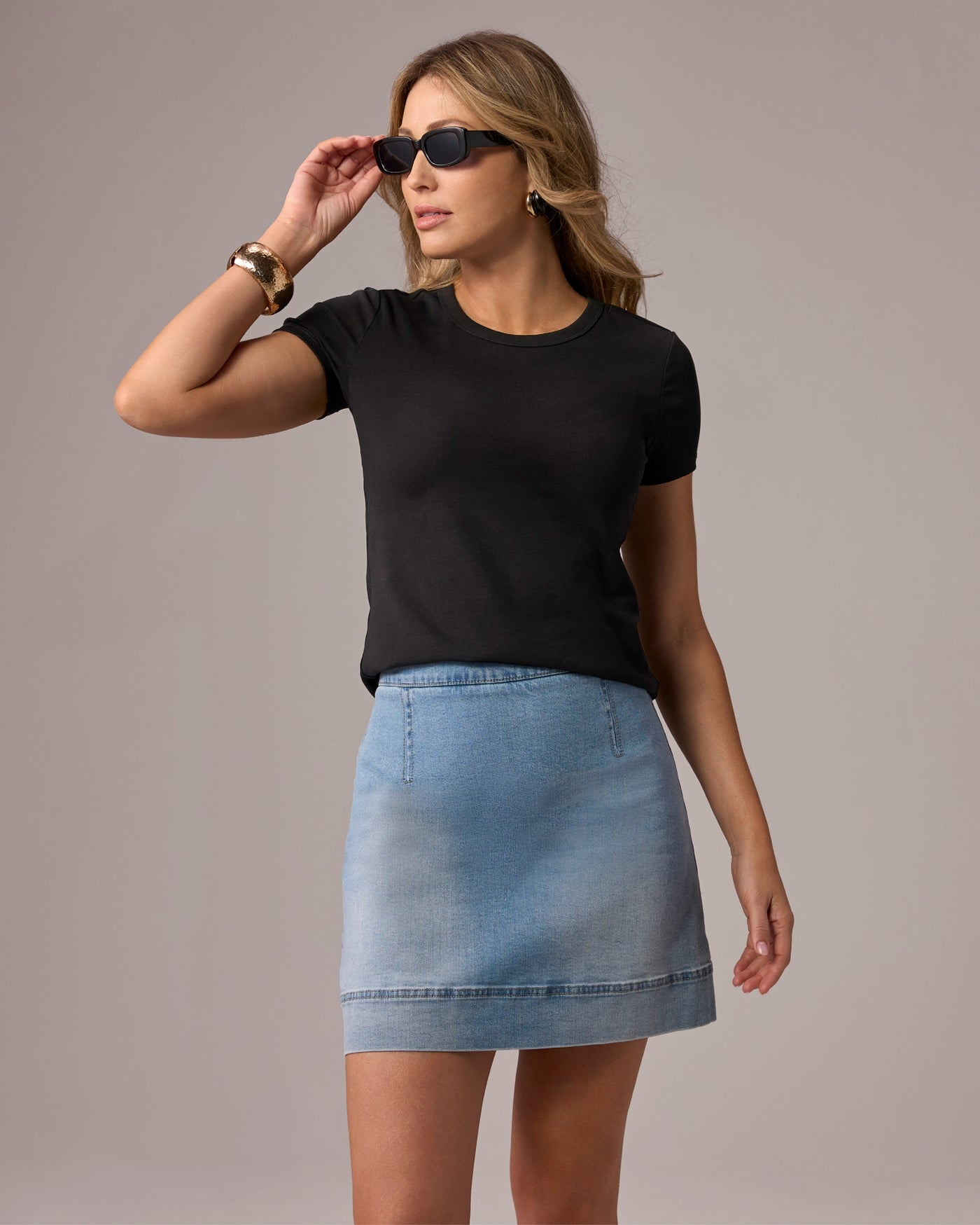 Crew Neck Cotton T Shirt Black
