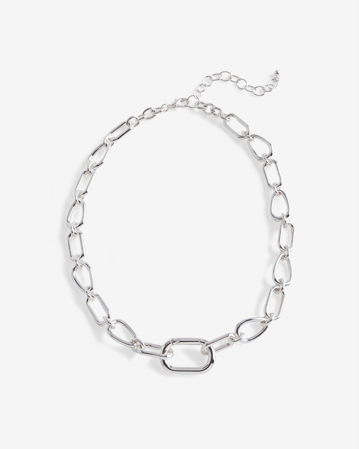 Metal Chain Link Necklace Silver