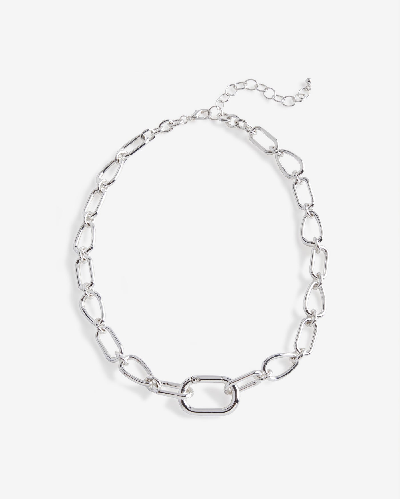 Metal Chain Link Necklace Silver