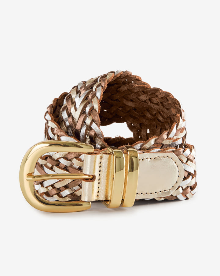 Metallic Woven Belt Silver/Gold