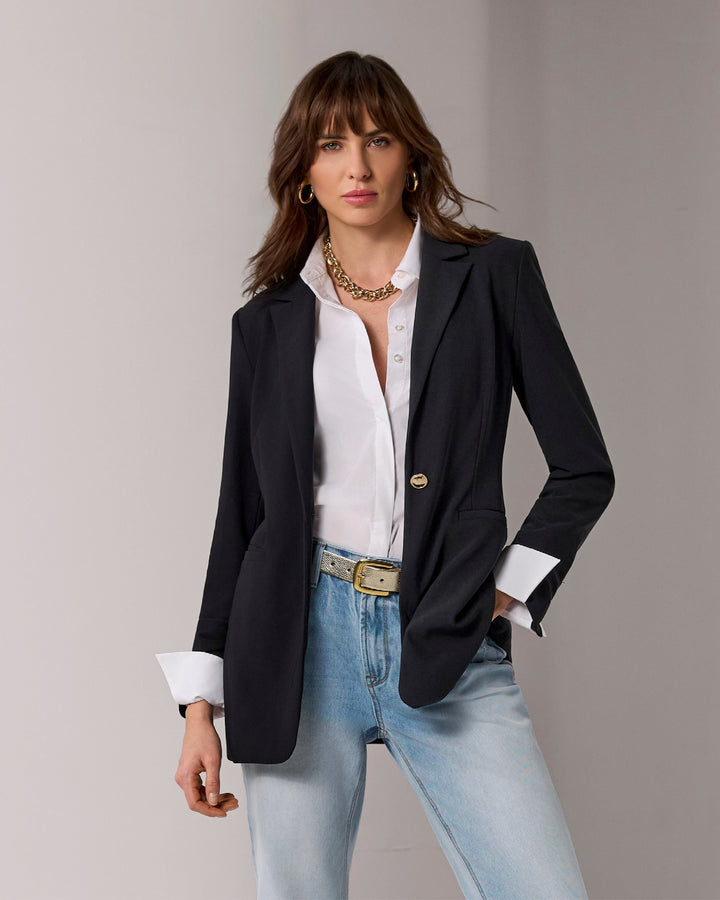 Beyond Travel Tailored Single Button Blazer Jet Black