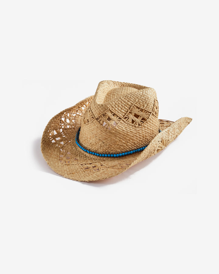 Cowgirl Hat With Turquoise Trim Natural