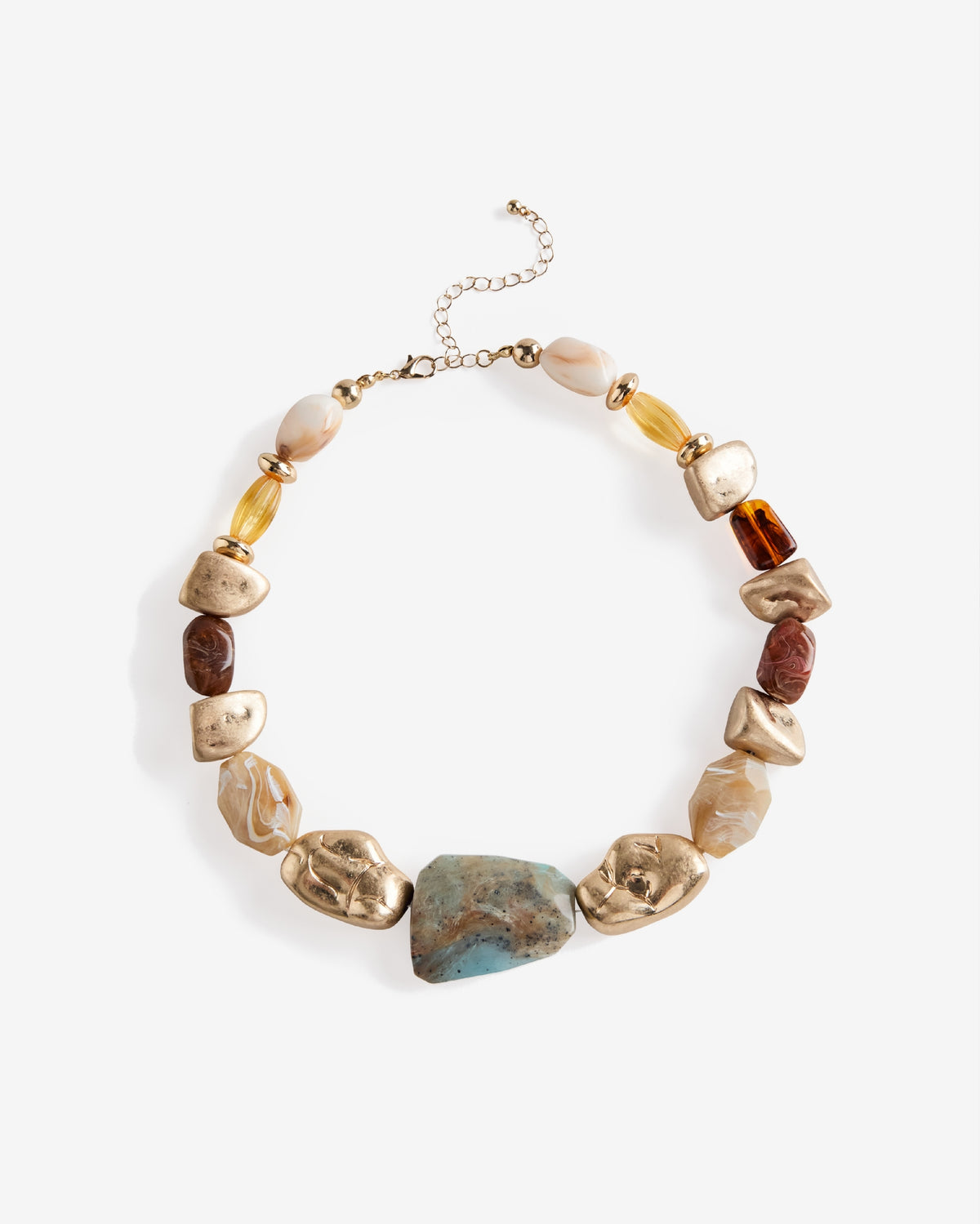 Multi Stone and Bead Necklace Multi