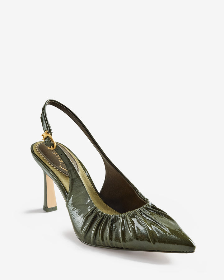Scrunched Sling Back Heel Olive