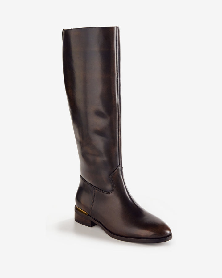 Gold Detail Riding Boot Brown