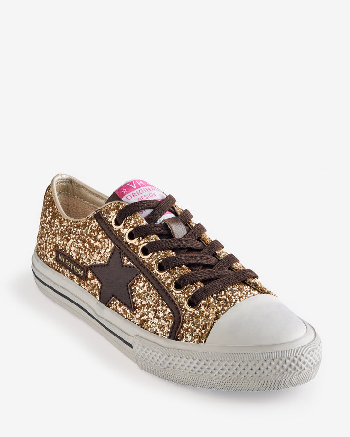 Vintage Havana Sequin Lace Up Sneaker Gold