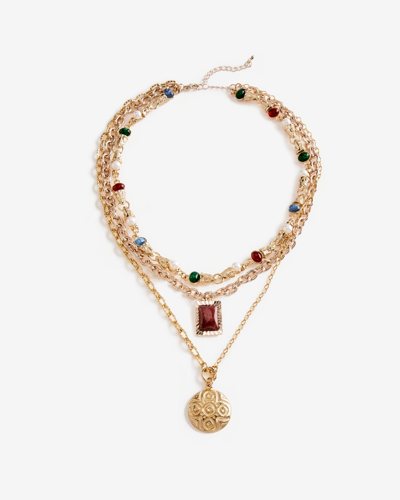 Charm Layered Jewel Necklace Gold