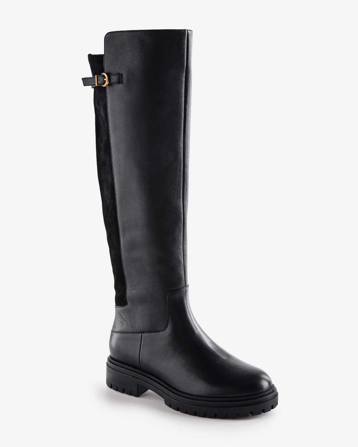 Vince Camuto Mixed Media Riding Boot Black