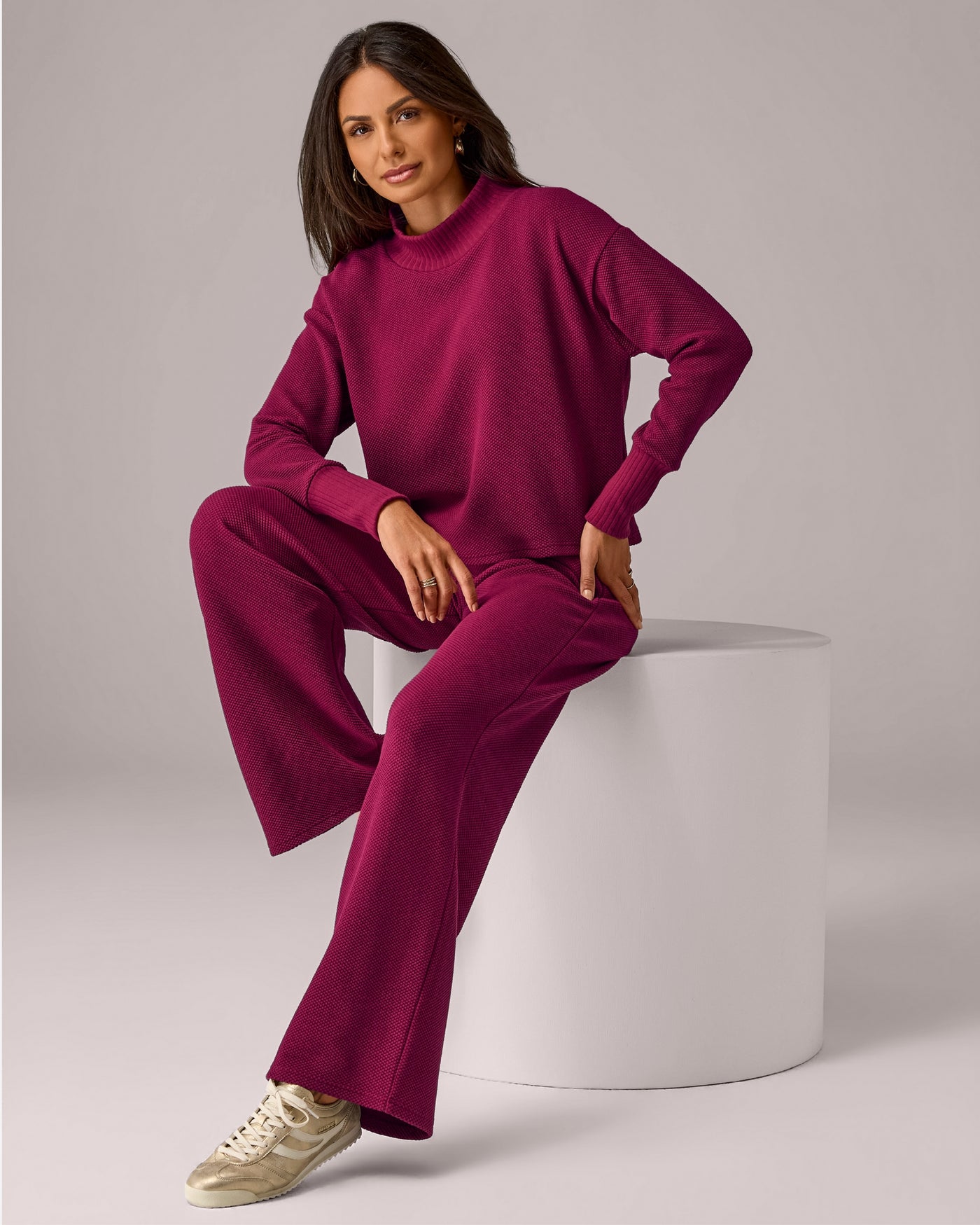 Honeycomb Meet and Greet Pull Over Pant Set Oxblood