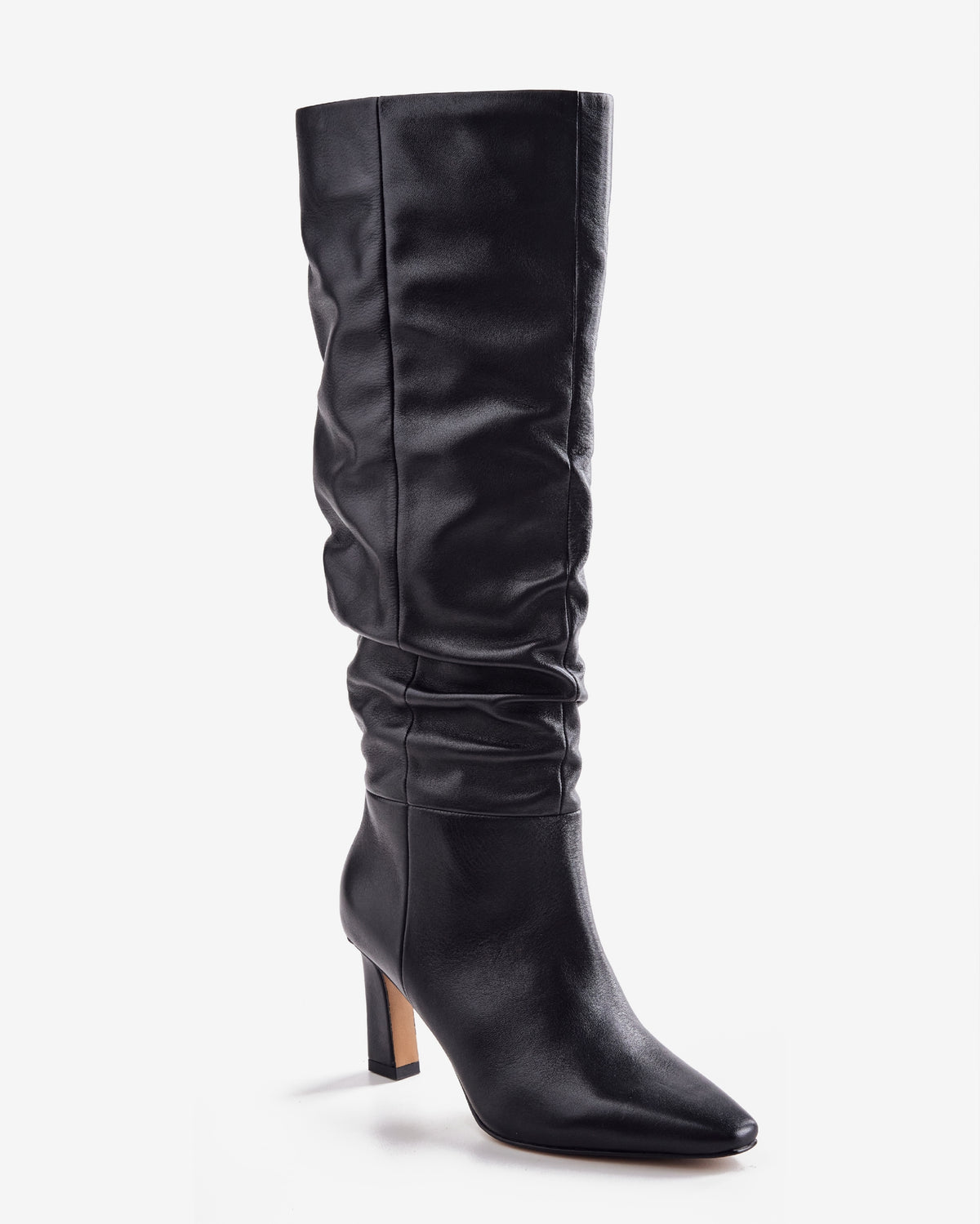 Slouch To The Knee Leather Boot Black