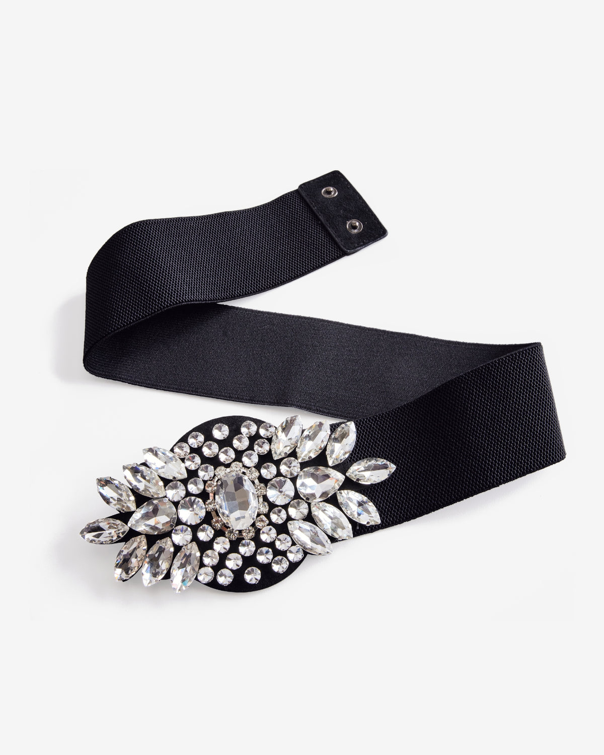 Crystal Embellished Waist Belt Black/Silver