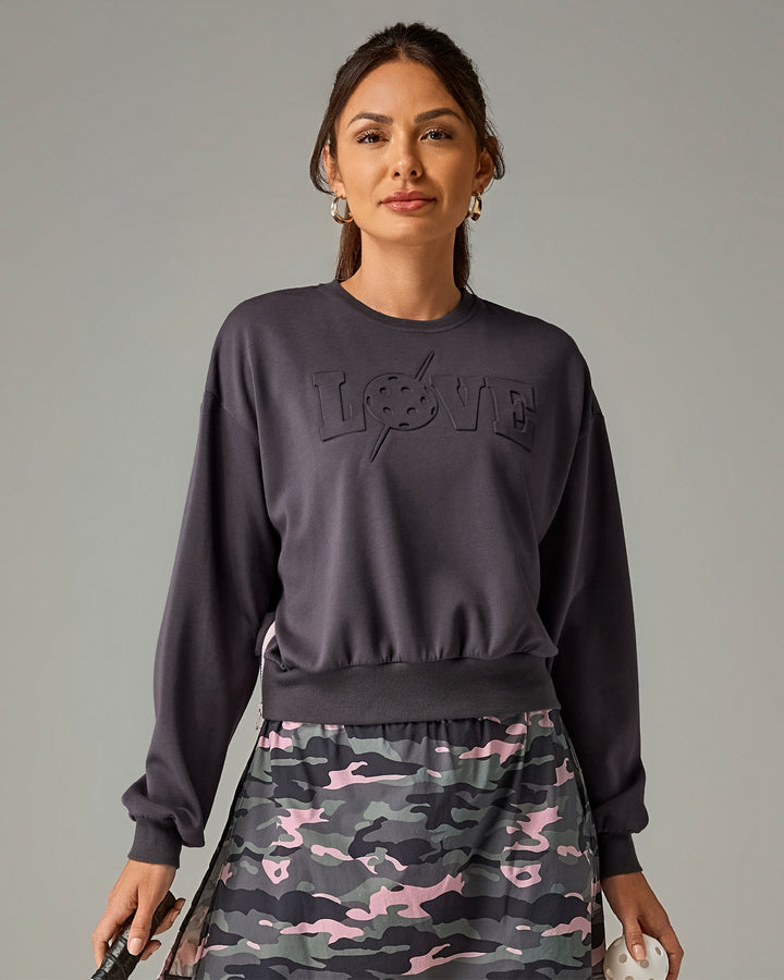 Pickletini x Boston Proper Tricia Zip Sweater Charcoal