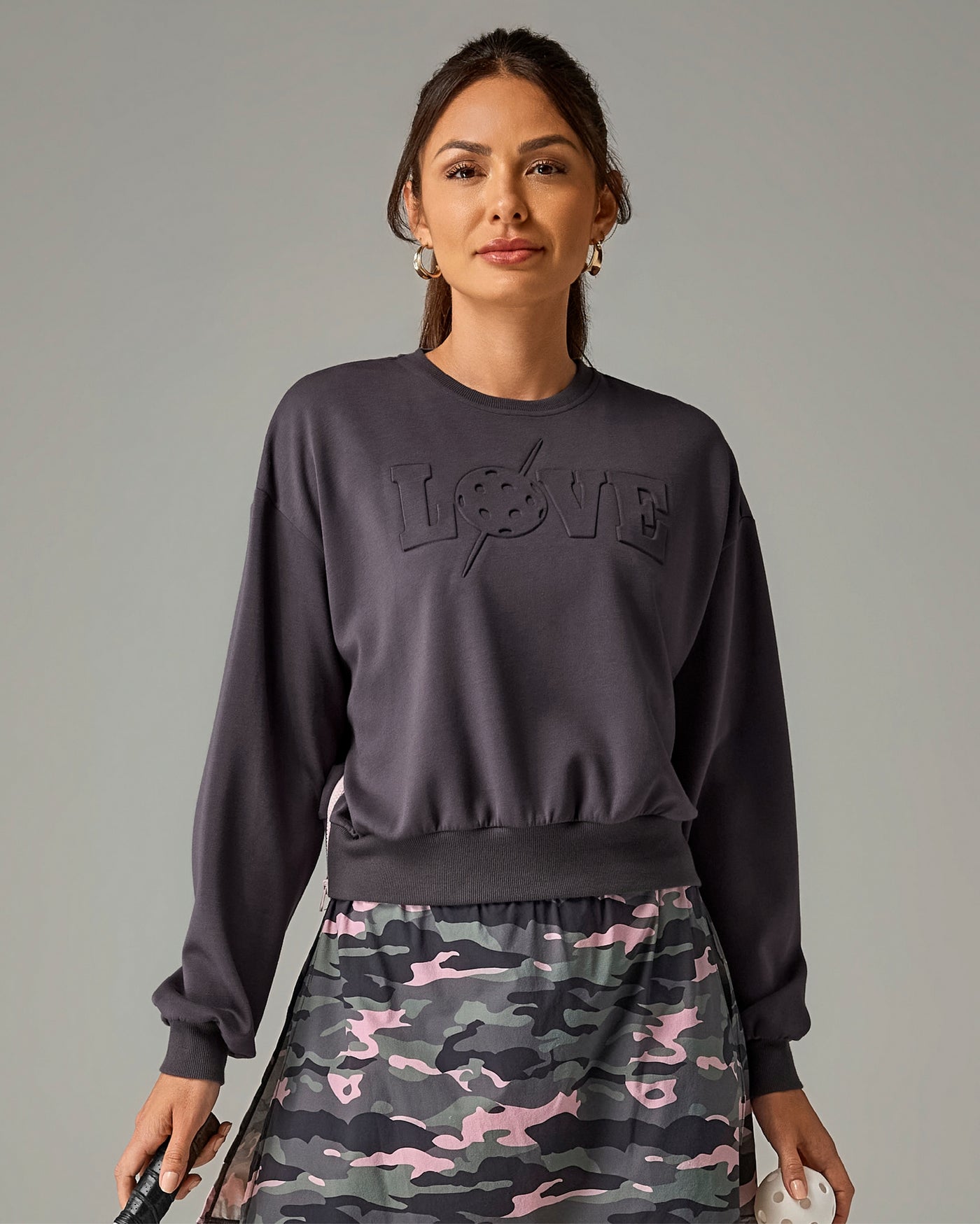 Pickletini x Boston Proper Tricia Zip Sweater Charcoal