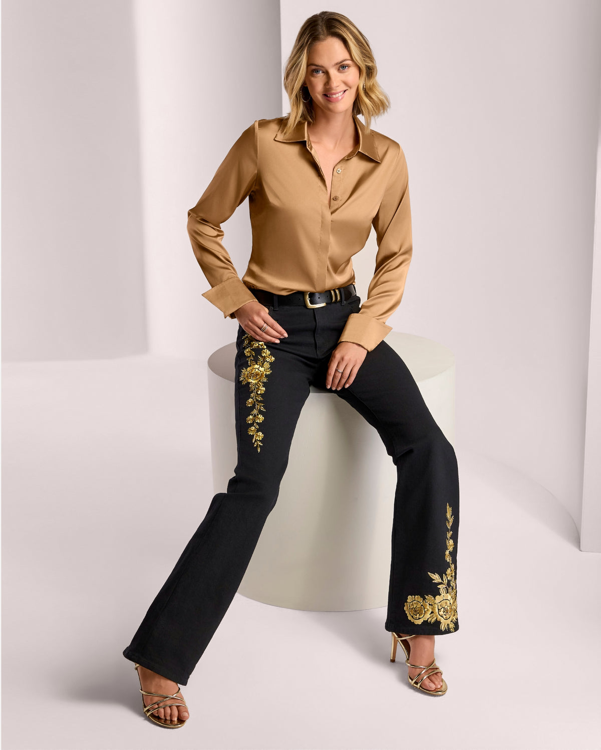 Monterey Luxe Metallic Embroidered Bootcut Jean Proper Black