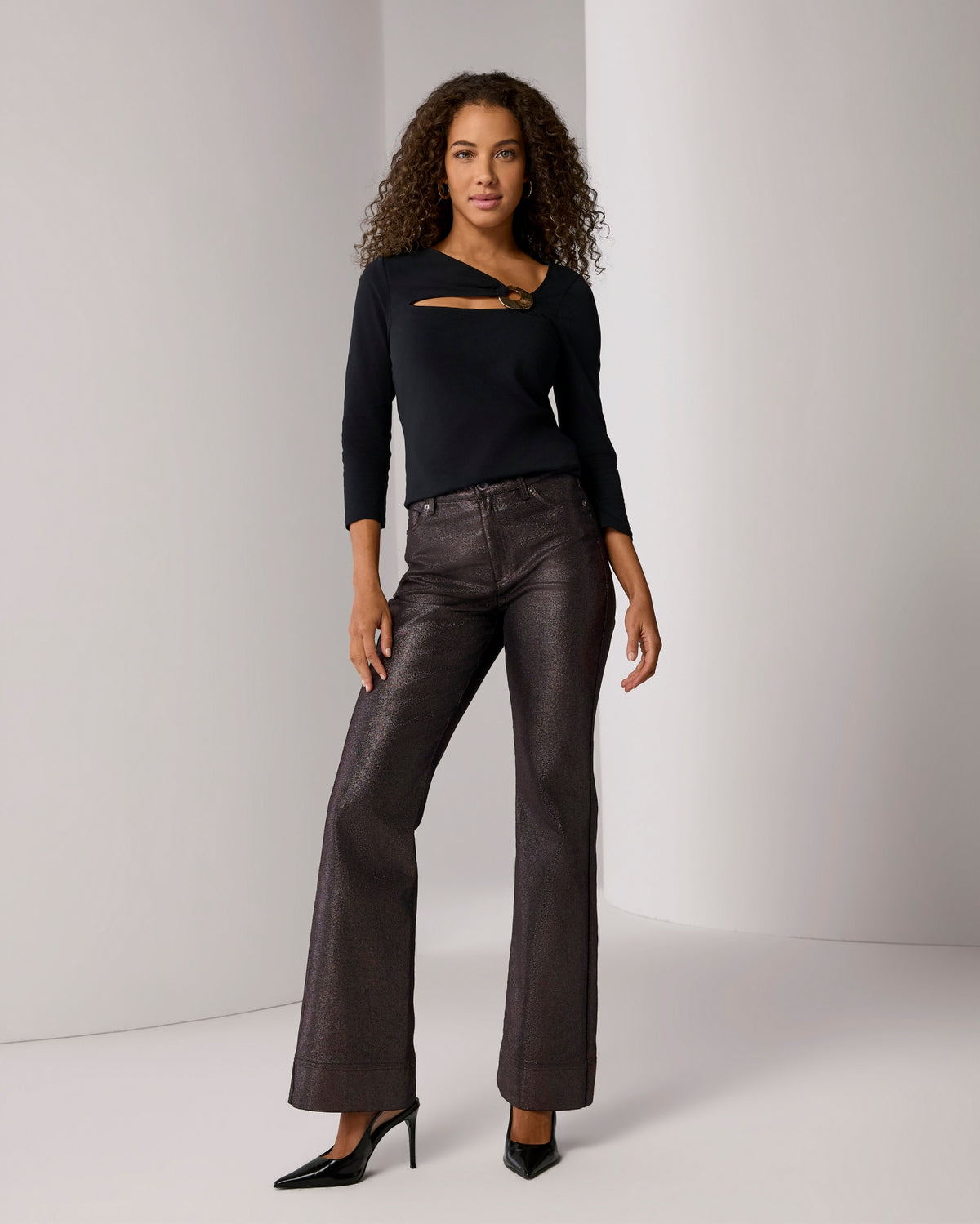 Shimmer Denim Jean Black/Gunmetal
