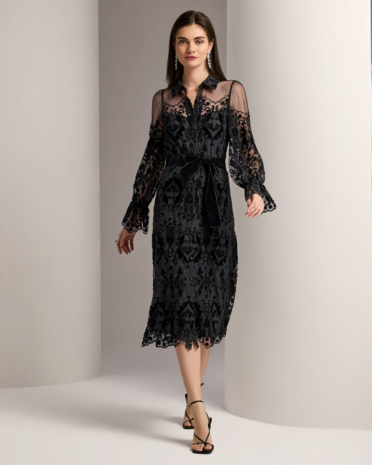 Velvet Burnout Shirt Dress Proper Black