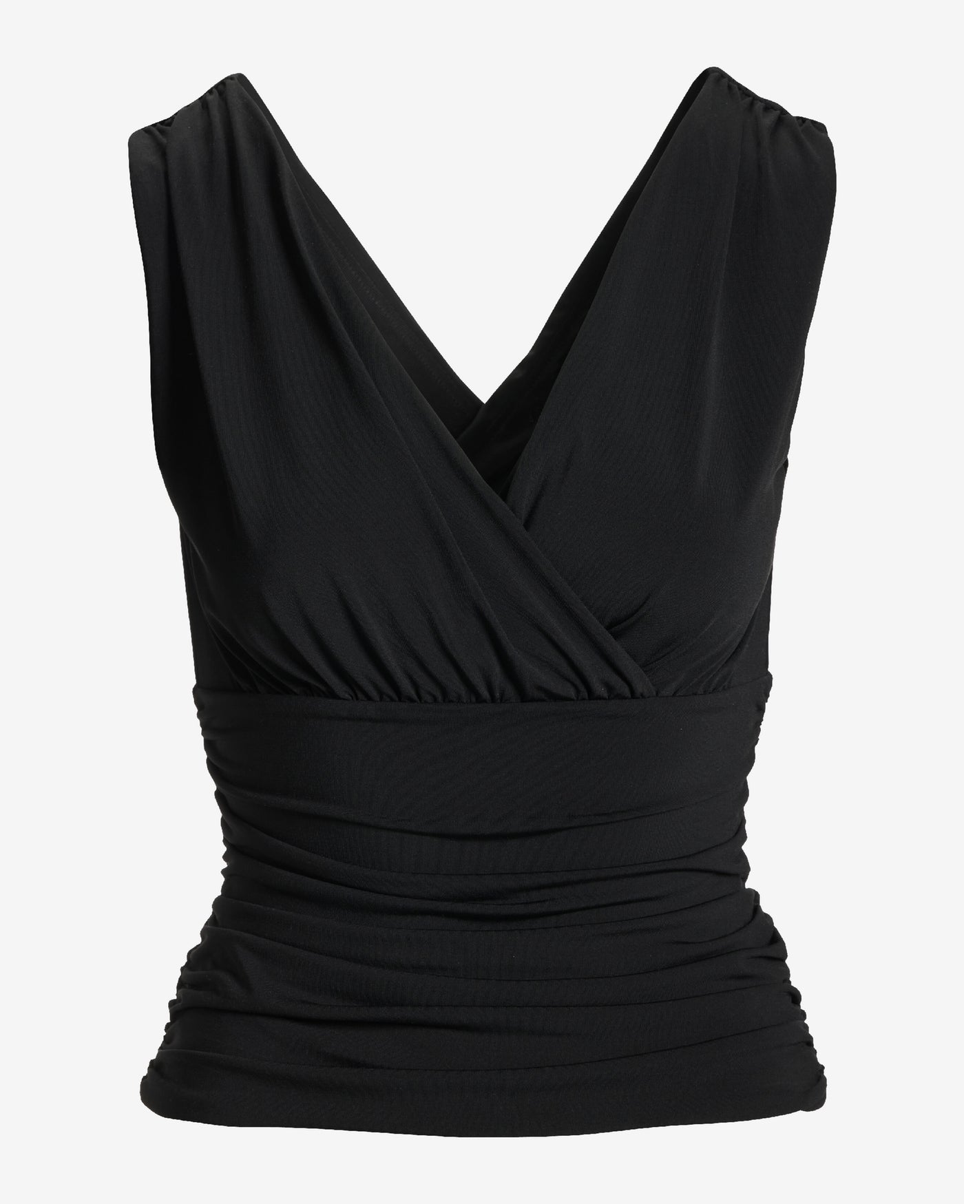 So Chic Surplice Ruched Top Proper Black