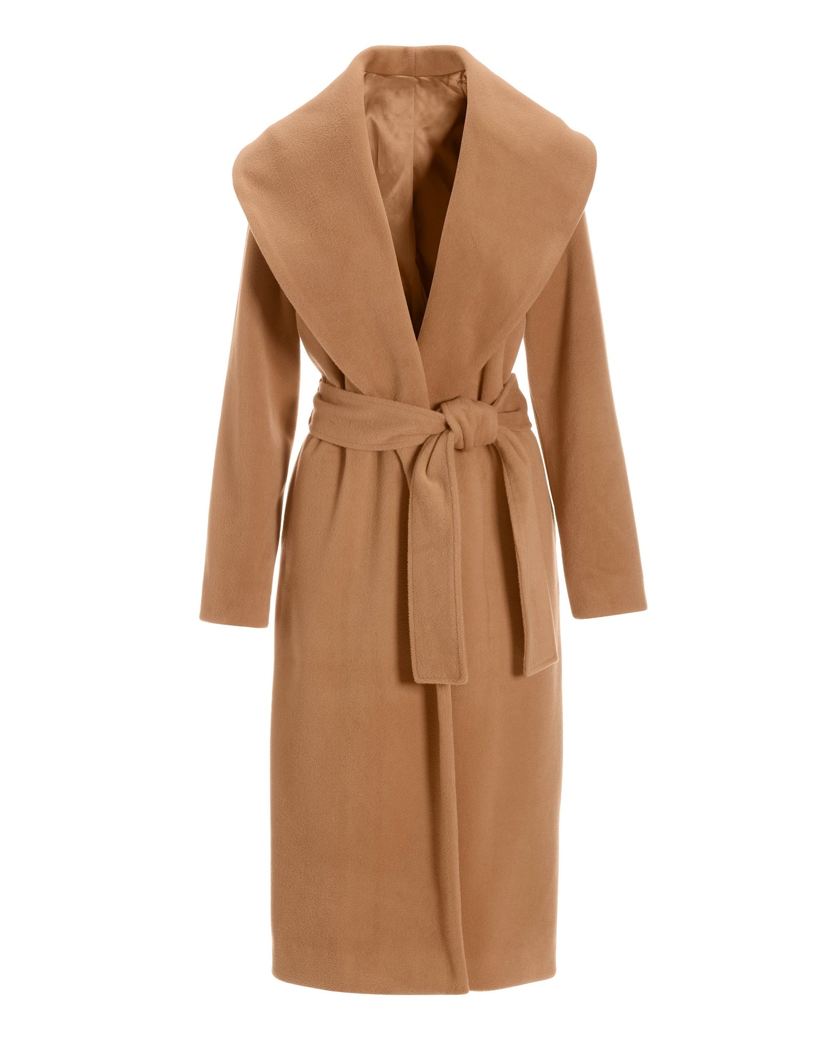 Shawl collar camel coat discount