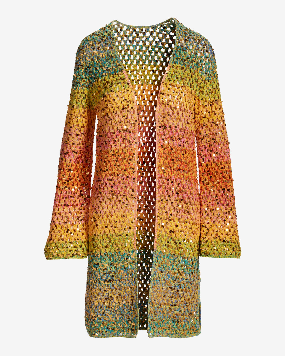 Crochet Sequin Sweater Duster Multi