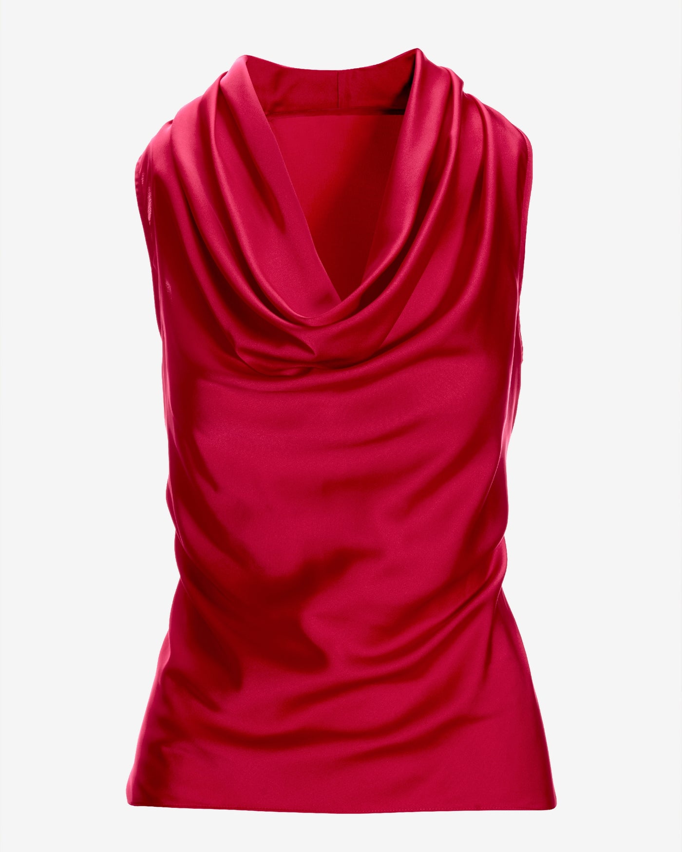 Marilyn Cowl-Neck Charmeuse Blouse Jester Red