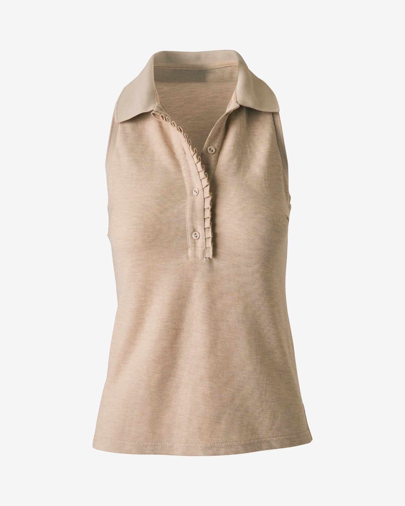 Sleeveless Pique Polo Shirt Heathered Oatmeal