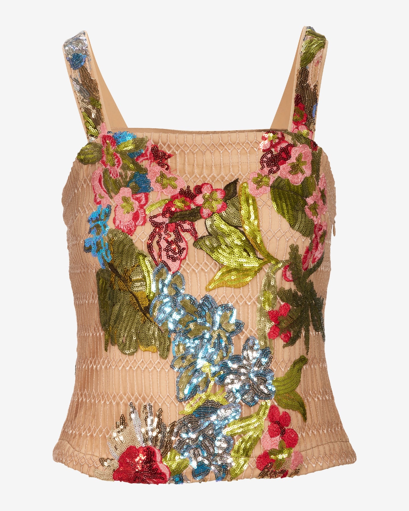 Floral Sequin Square Neck Shell Multi