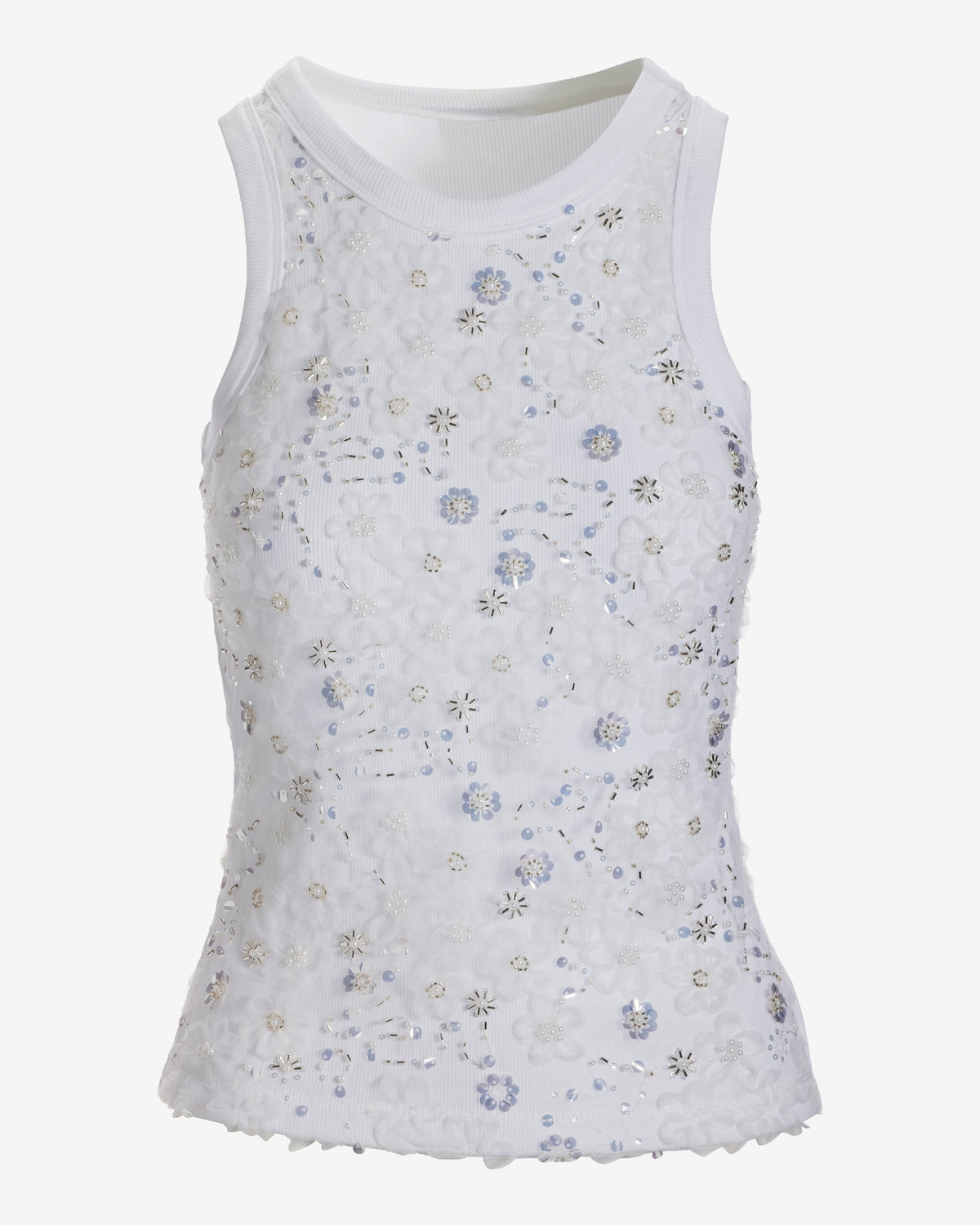So Essential Mesh Embellished High Neck Tank White
