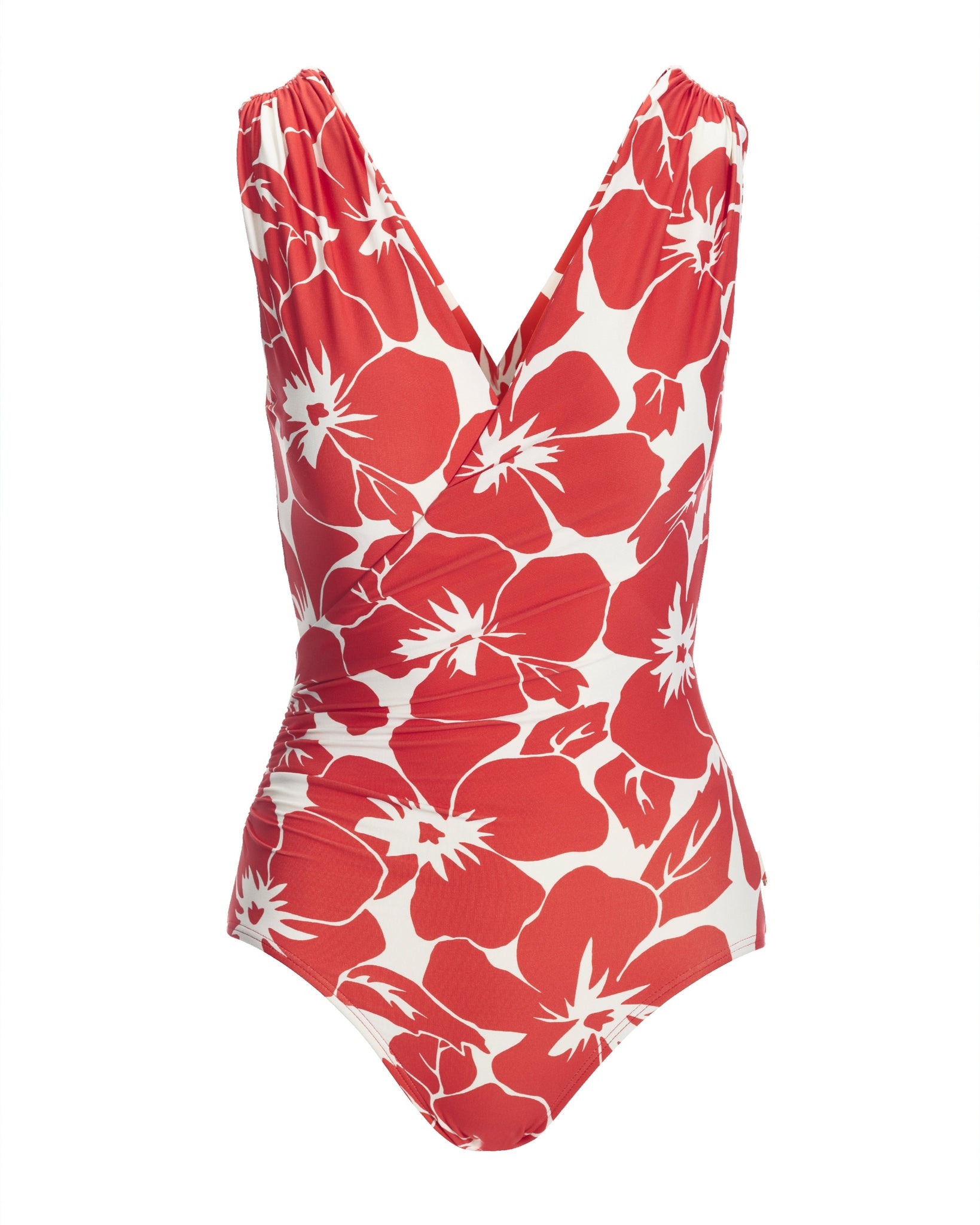 Two Tone Floral Surplice One Piece - Tangerine | Boston Proper