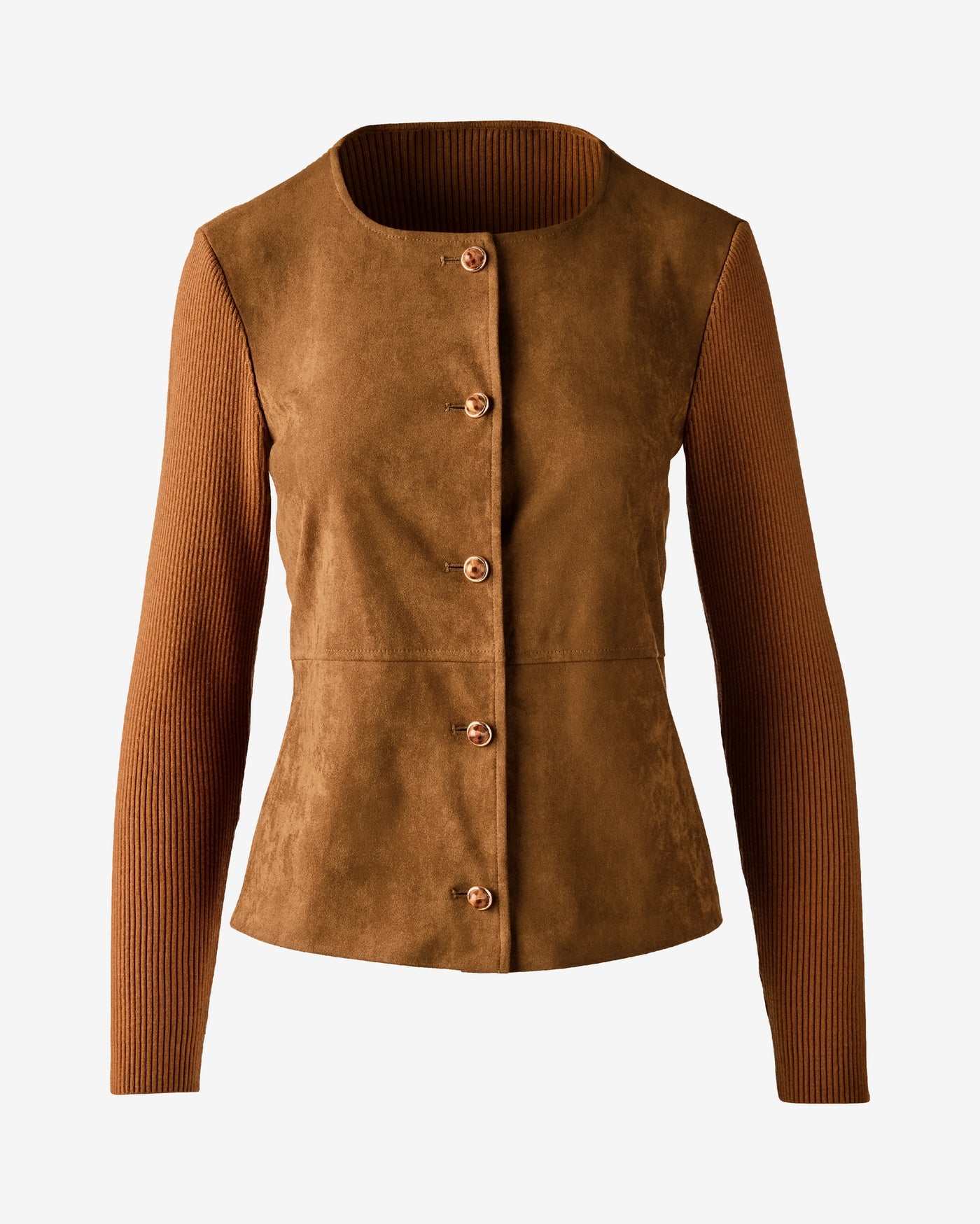 Faux Suede and Rib Cardigan Thrush