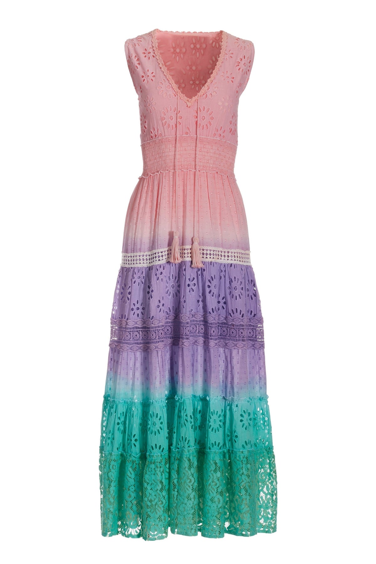 Dip Dyed Eyelet Maxi Pink Multi