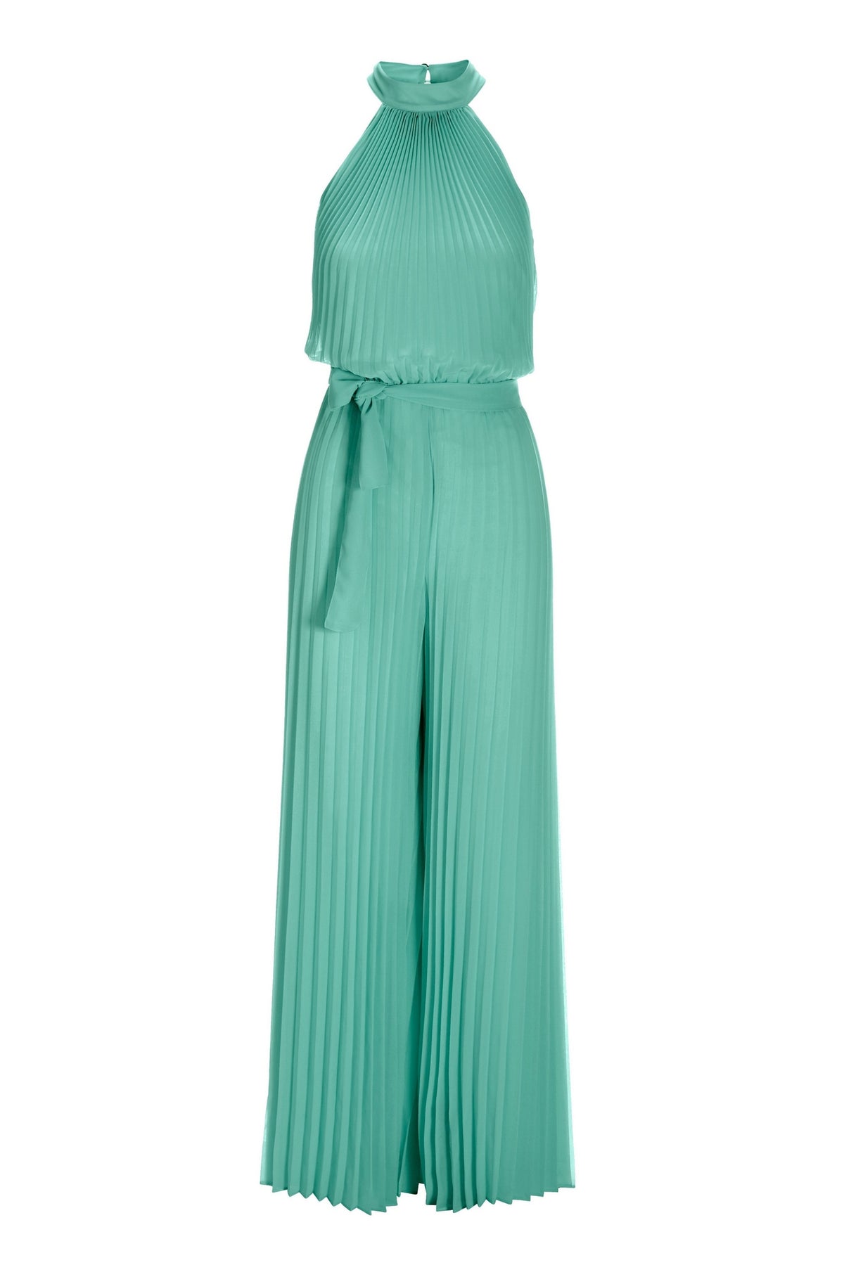 Pleated High-Neck Jumpsuit Blue Light