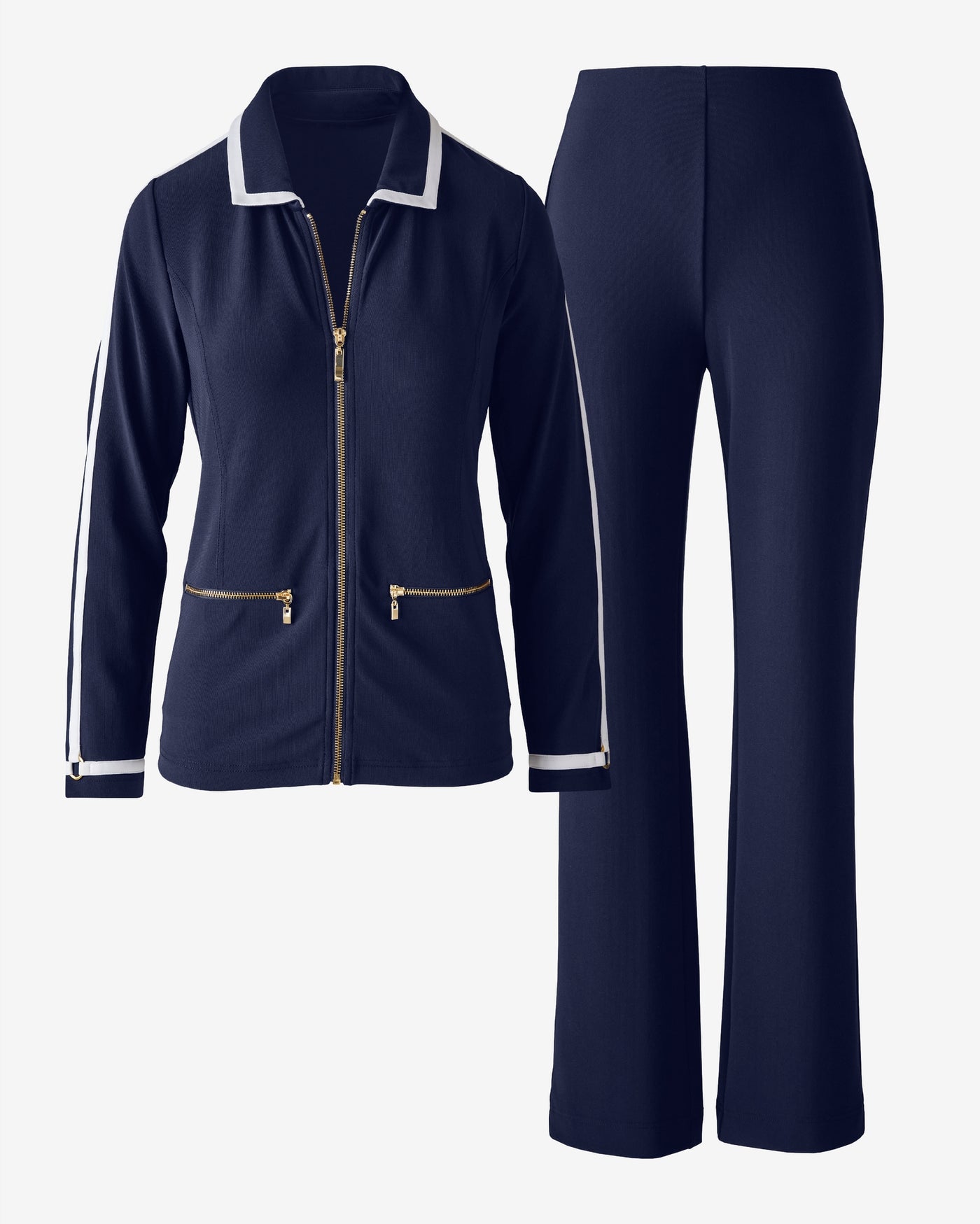 Beyond Travel Piped Collared Sport Set Maritime Navy/Ivory Coast