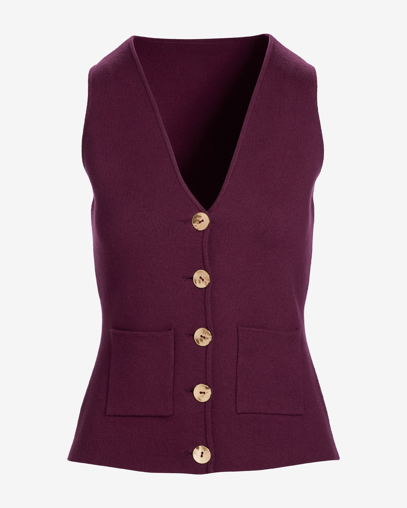 Button Up Sweater Vest Black Cherry