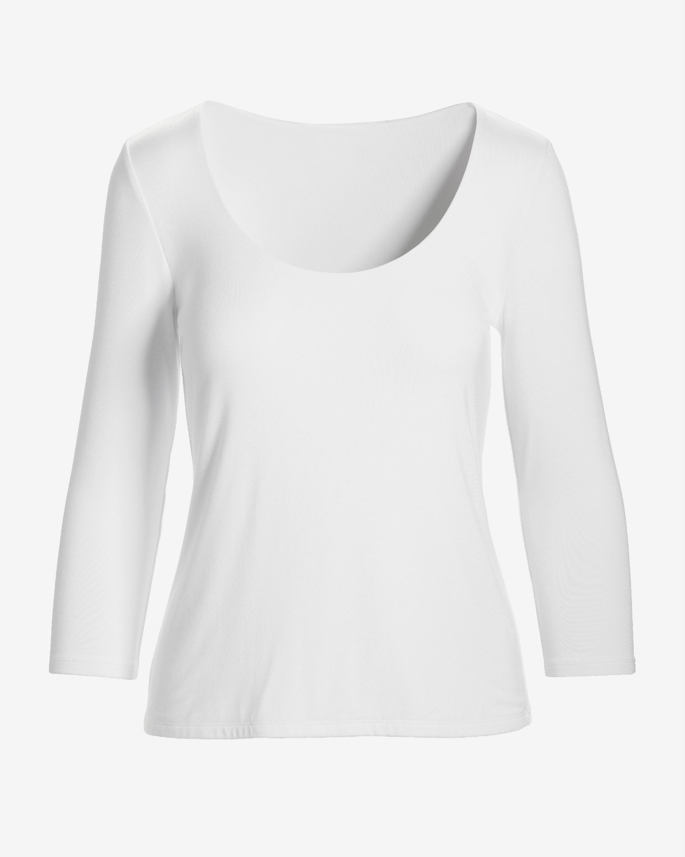 So Effortless Three Quarter Sleeve Scoop Neck Top Pure White