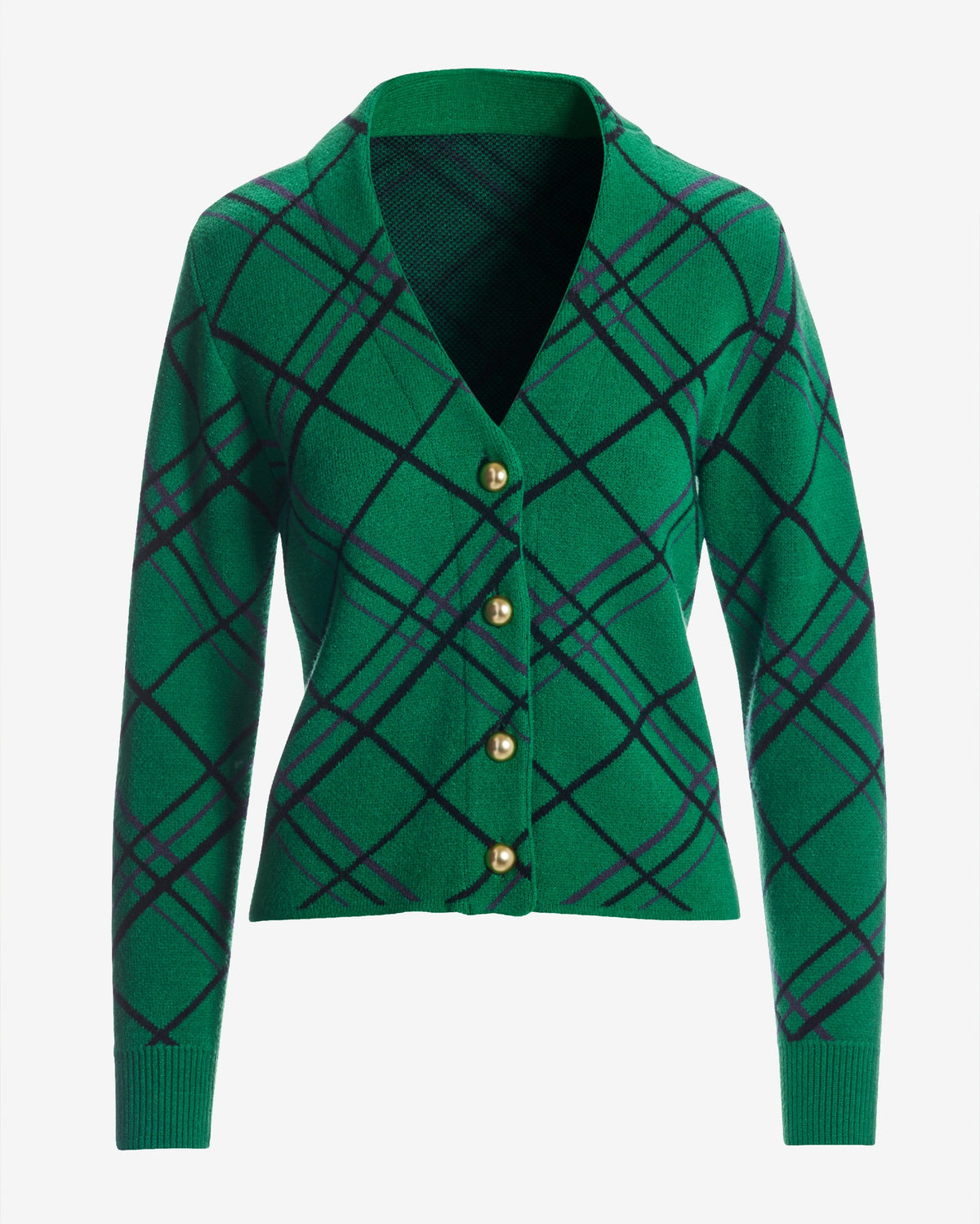 Plaid Sweater Cardigan Green Multi